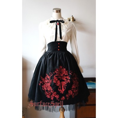 Surface Spell Gothic Judgement Day Embroidery High Waisted Skirt